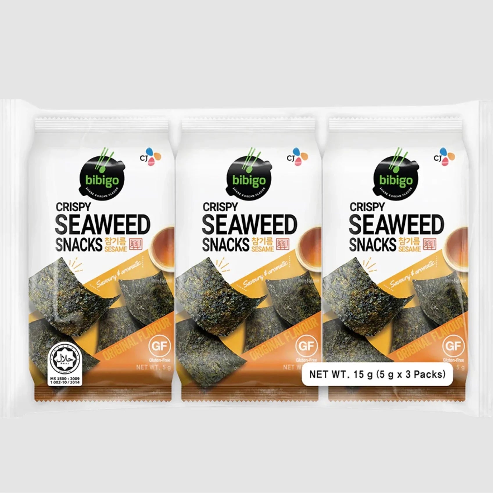 비비고 김스낵 고소한 참기름맛 오리지널 5g (3개입) - DotAsia