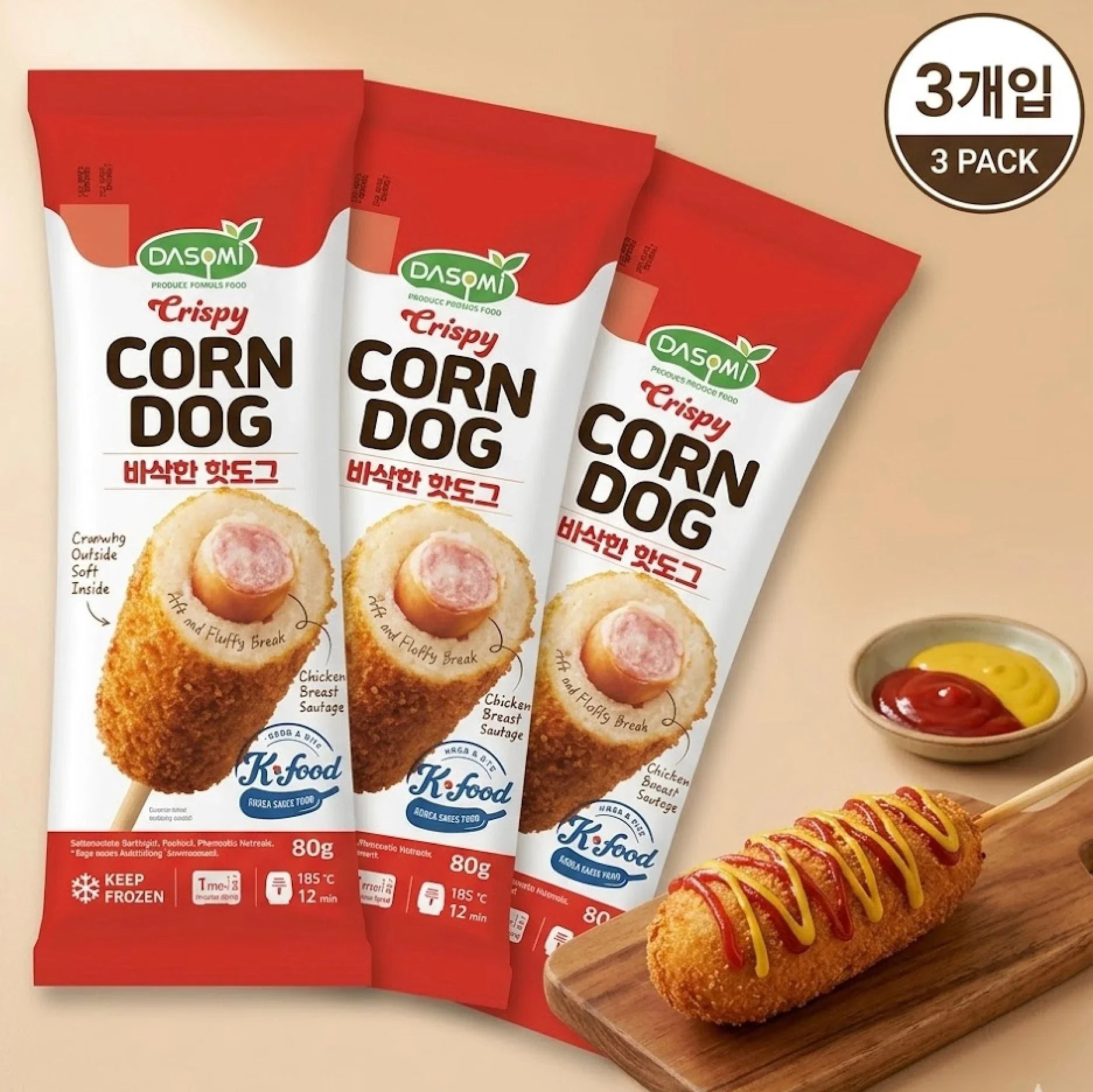 Dasomi Crispy Hot Dog 240g (3 pieces) - Frozen