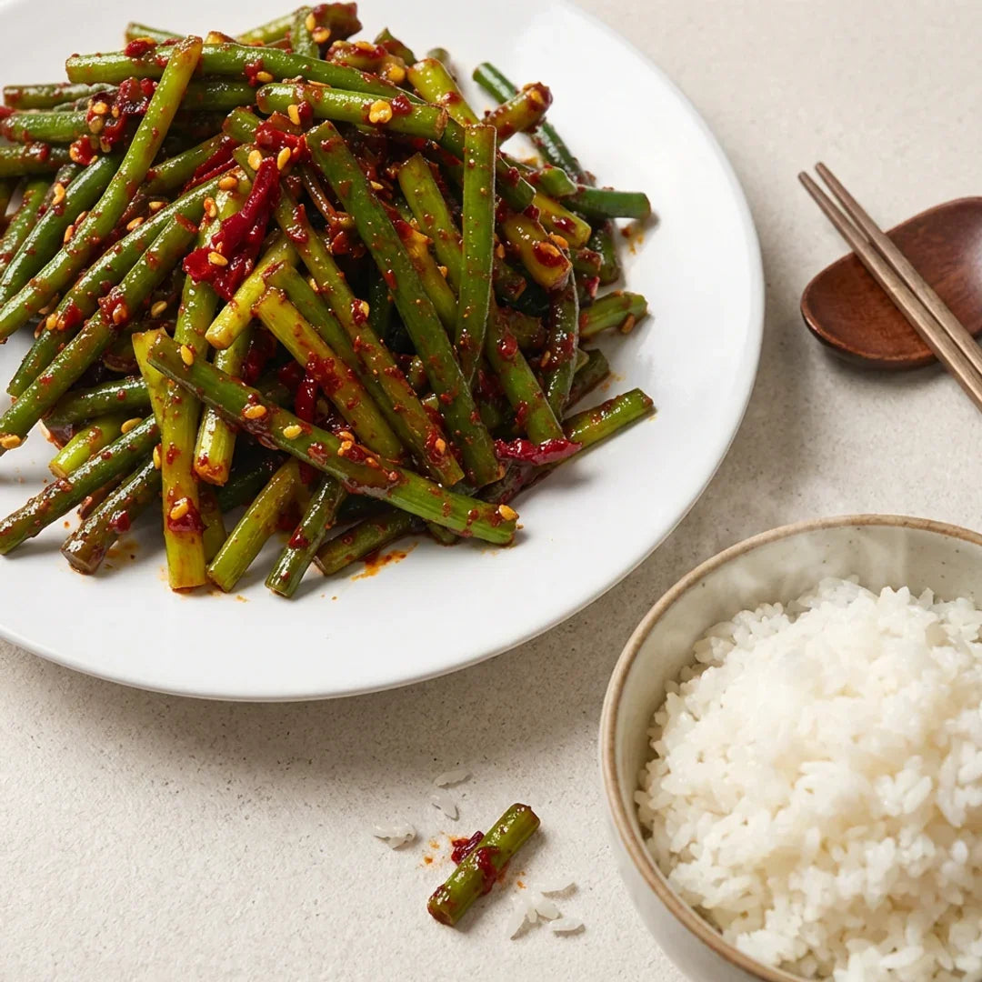 Hansung Seasoned Garlic Scapes 200g - Frozen (Small Pack)