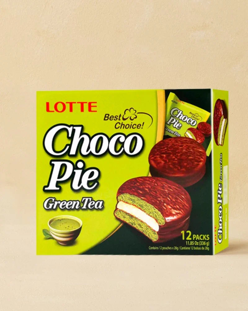 Lotte Choco Pie Green Tea Flavor 336g (12 pieces) - DotAsia