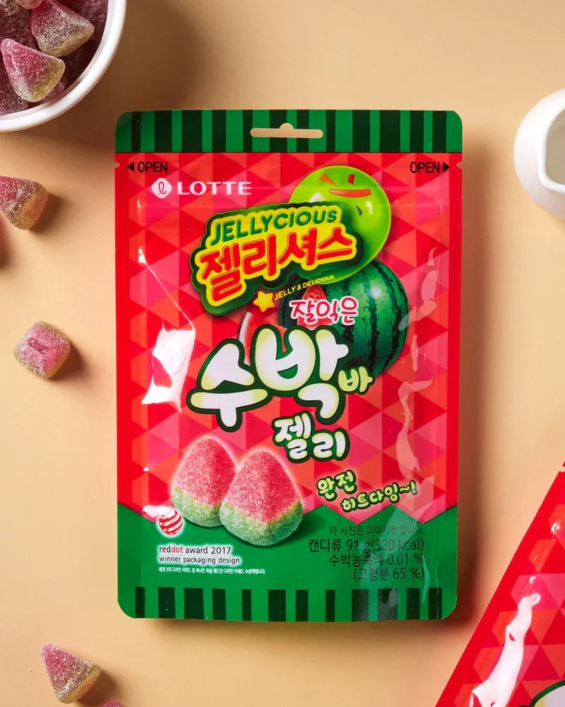 Lotte Jellyshus Watermelon Bar Jelly 56g - DotAsia