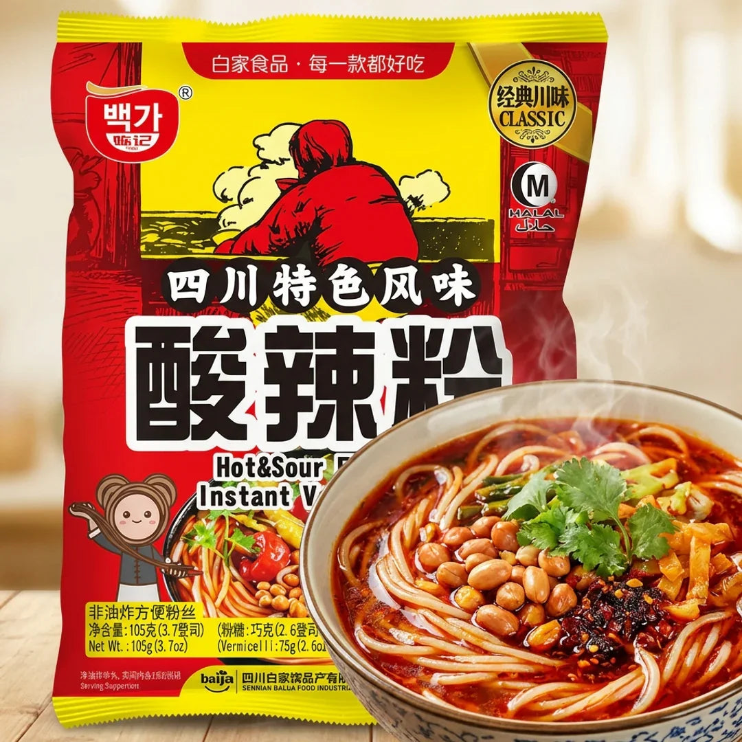 Baijia Rice Noodles Sweet & Sour Spicy Flavor 105g