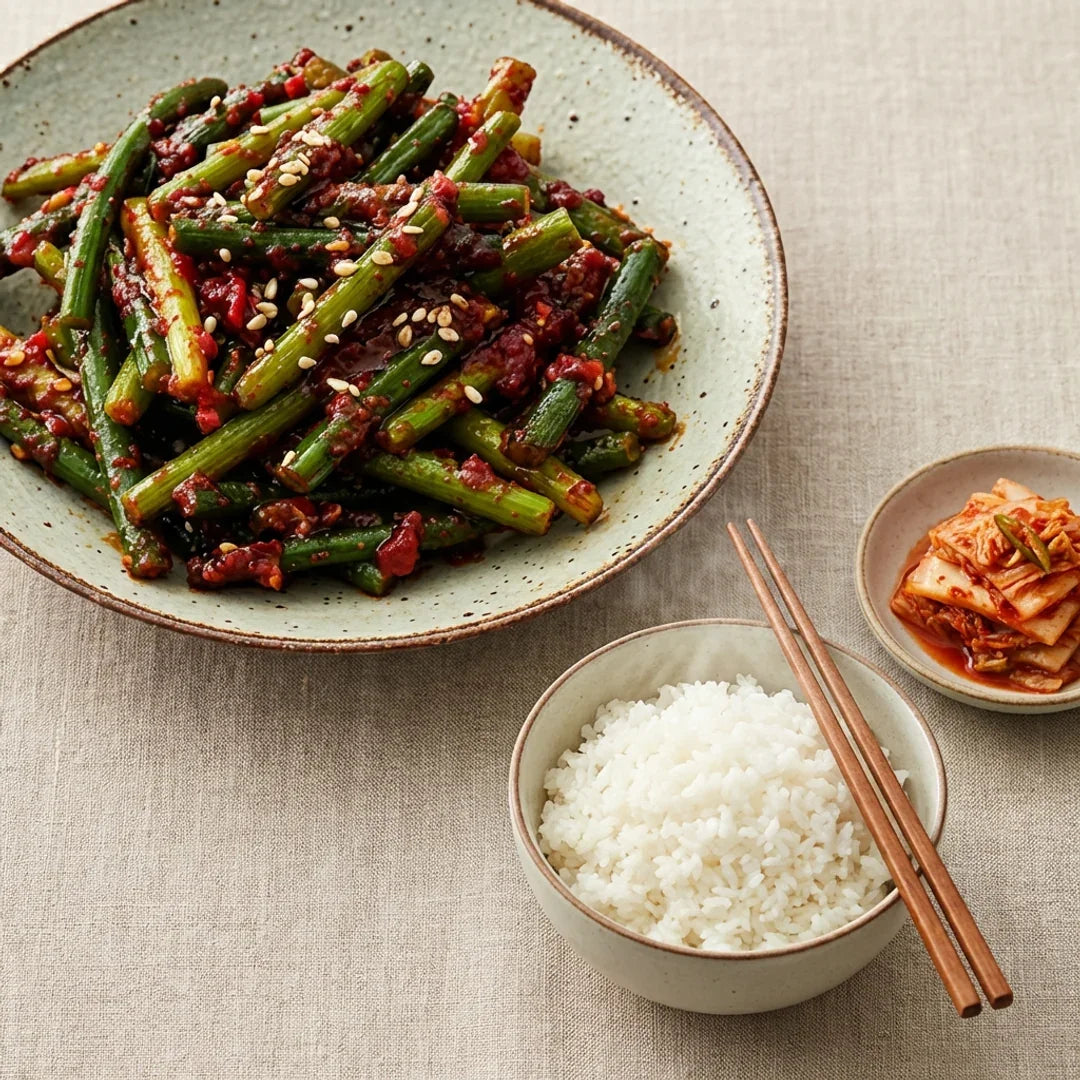 Hansung Seasoned Garlic Scapes 1kg - Frozen