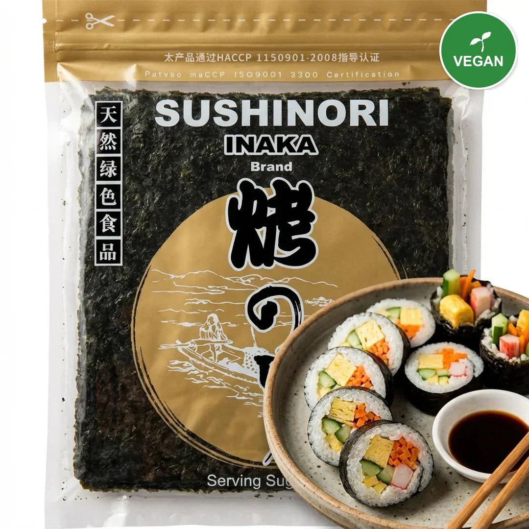INAKA Sushi Nori Seaweed Sheets for Gimbap 50 sheets (Gold) - Vegan
