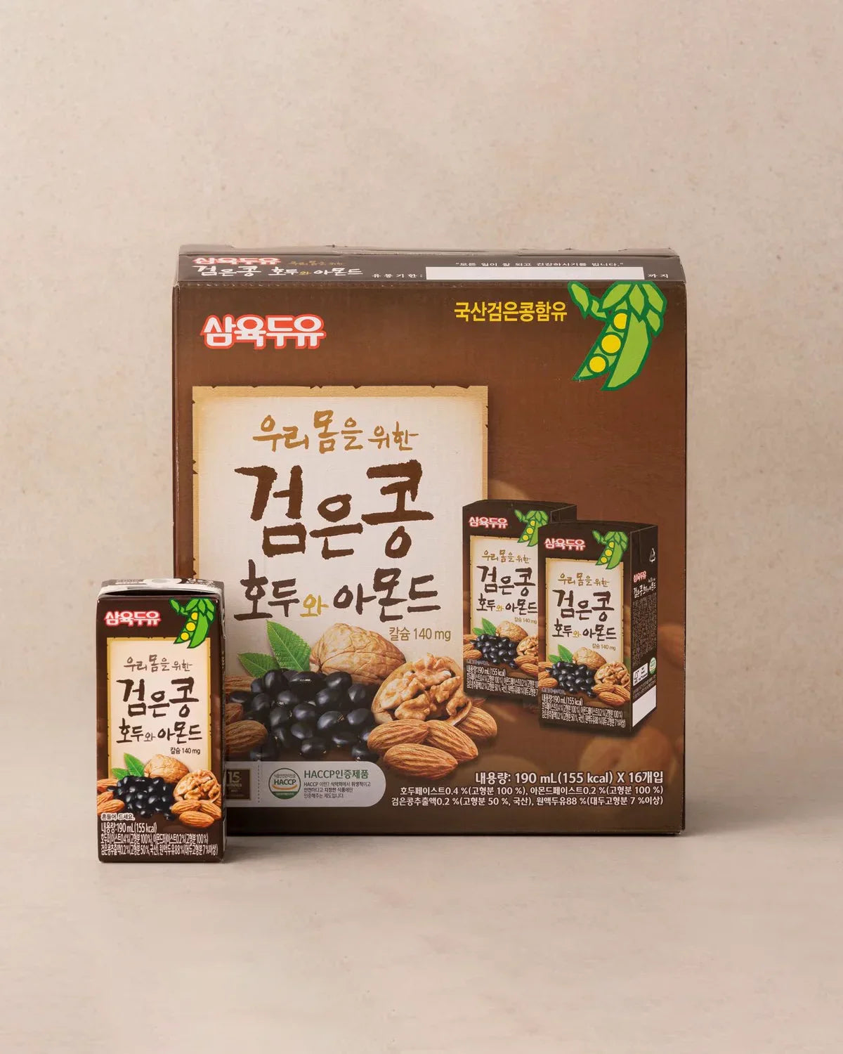 Sahmyook Black Bean Soy Milk with Walnut and Almond 1 Box (190ml x 16 packs) - DotAsia