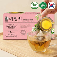Nokchawon Authentic Korean Buckwheat Tea - Memil Cha 25 Tea Bags