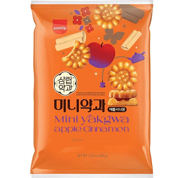Samlip Authentic Korean Mini Yakgwa Apple Cinnamon - Yak-Gwa Traditional Honey Cookies 200g